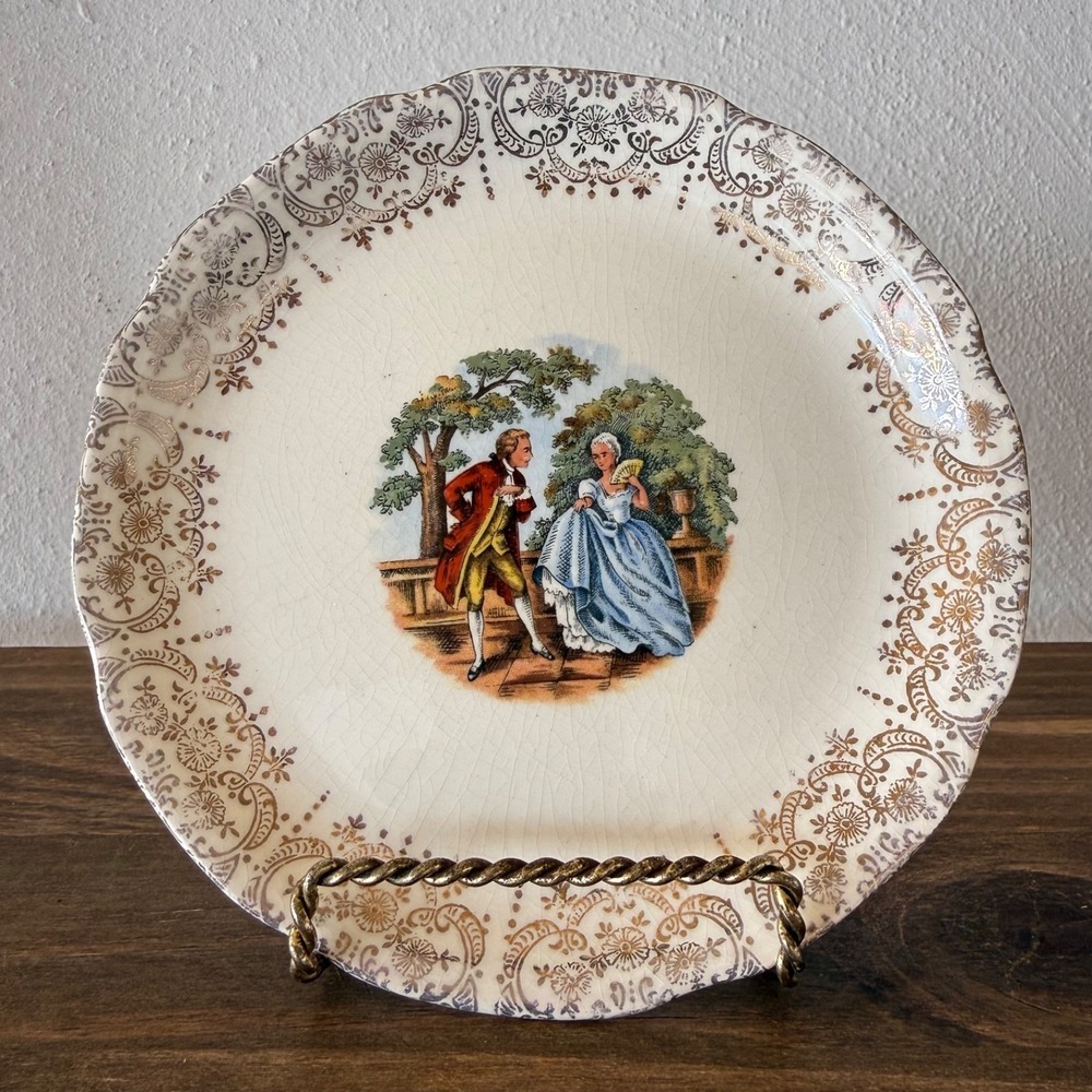 Vintage Victorian Courting Couple Collector Plate Cottagecore